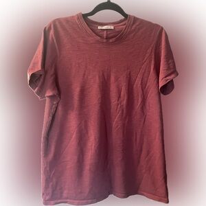 Maroon American Giant crew neck premium slub tee L